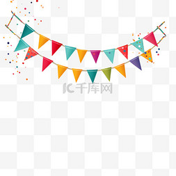 儿童生日活动图片_生日快乐旗帜和五彩纸卡