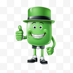 绿色的大拇指图片_戴着帽子竖起大拇指的绿色角色
