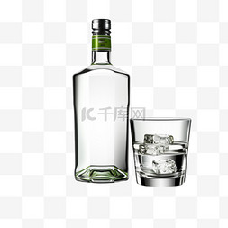 蒸馏瓶子图片_烧酒酒瓶和酒杯