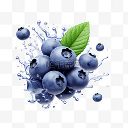 蓝莓几何水果元素立体免扣图案