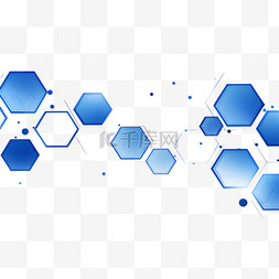 蓝色科技素材背景图片_白色背景搭配蓝色科技六边形