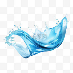 飞溅液体的图片_水花飞溅，蓝色的液体波浪带着漩