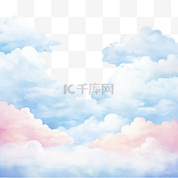 云彩背景图片_手绘水彩粉彩天空云背景