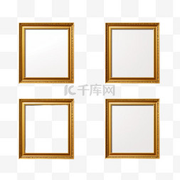 壁挂框图片_墙上简单的金色镜框