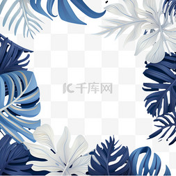 夏威夷风情卡通图片_夏季促销设计，蓝色背景上有花朵