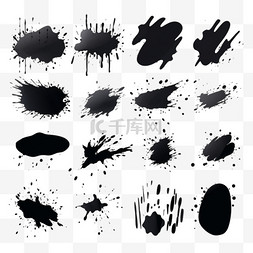 复古中国背景图片_一组黑色墨水载体污渍。文本的黑