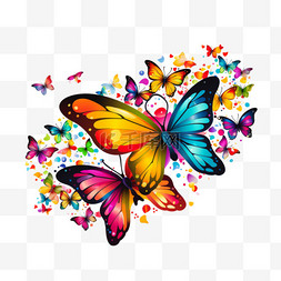 彩蝶图案图片_一大批五颜六色的蝴蝶。