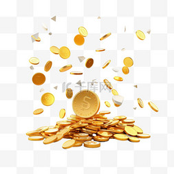 美元货币图片_逼真的金币构图，带有明亮的渐变