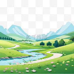 自然风景壁纸图片_平坦可爱的春天风景壁纸