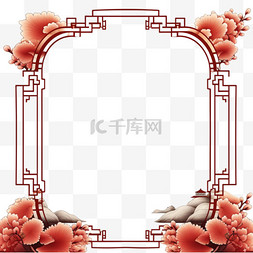 春节边框扁平风装饰框架文字框花