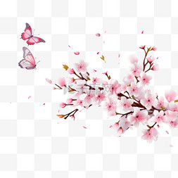 日本樱花背景图片_春色中的樱花和飞花