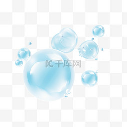 蓝色背景中清晰的气泡设计元素向
