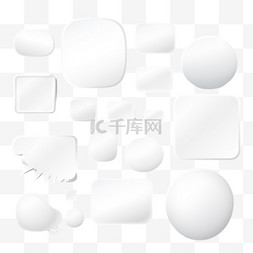 圆角矩形白色背景图片_白色3D语音空泡形态各异