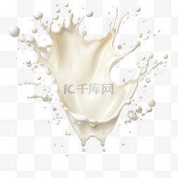 牛奶在透明背景矢量插图上飞溅出