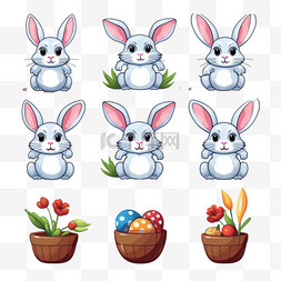 复活节庆祝图片_手绘复活节兔子系列
