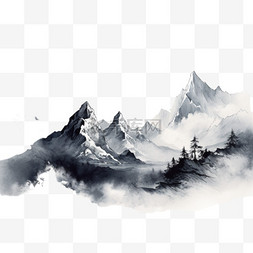 水墨山水图片_水墨风山水登山景色山河风景自然