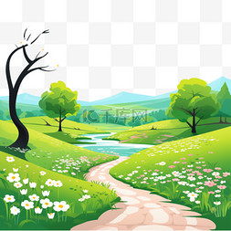 美丽可爱的图片_平坦可爱的春天风景壁纸