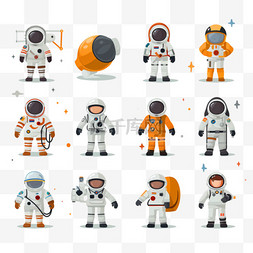 宇航员向量以平面卡通风格设定的