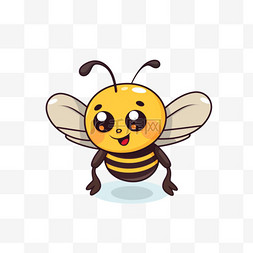 可爱的蜜蜂飞卡通向量图标插图。