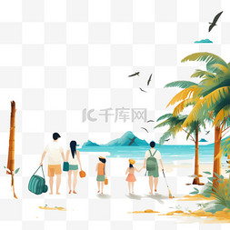 暑假网页横幅插图。韩语翻译为让