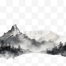 高山羊齿图片_山水登山水墨风景色山河风景自然