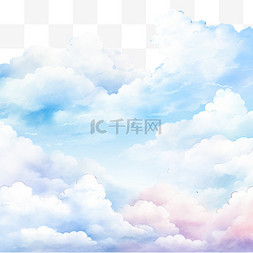 水墨天空图片_手绘水彩粉彩天空云背景