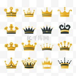 公主王子图片_简单的黄色皇冠图标孤立的矢量皇