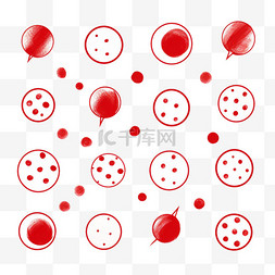 手绘的一组突出显示红色圆圈和复