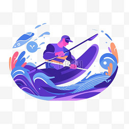 助威划船亚运会运动员蓝色扁平风