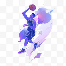 篮球运动员图片_篮球裁判亚运会运动员蓝色扁平风