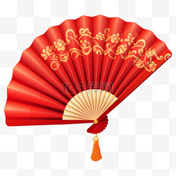 红色中式折扇春节节日装饰元素