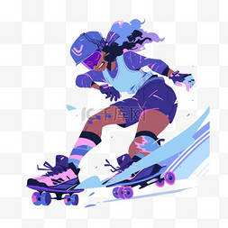 溜冰技术蓝色扁平风运动体育亚运