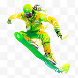 滑雪技术立体亚运会运动员绿色体