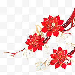 梅花手绘剪纸图片_新年红色剪纸梅花立体手绘元素