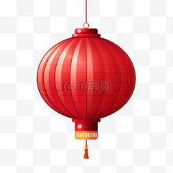 一盏红灯笼插画春节新年装饰元素