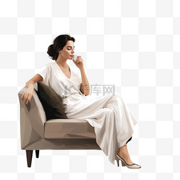女人坐沙发上图片_生活中坐在沙发上的女人