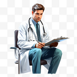 人背對坐下素材图片_医生坐下来在剪贴板上写下一些东
