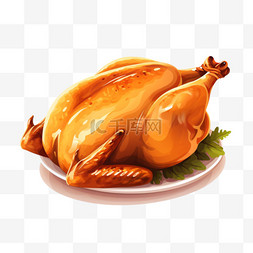 爱感恩节火鸡烤鸡烧鸡美食感恩节