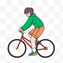 骑单车图片_描边扁平风多巴胺骑单车的人物