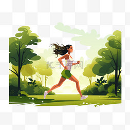 女人跑步图片_在公园跑步的女人