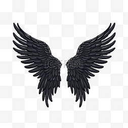 翅膀图片_翅膀黑色元素立体免扣图案
