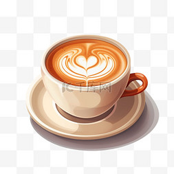 咖啡易拉宝图片_咖啡拉花茶杯元素立体免扣图案