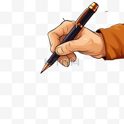 书写钢笔手势元素立体免扣图案