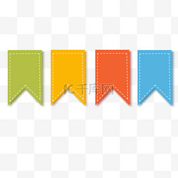 几何扁平元素图片_彩色旗帜活力色卡几何标题栏边框