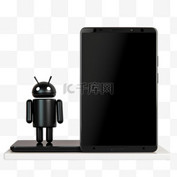 笔记本电脑旁的黑色Android智能手