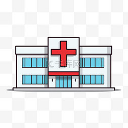 医生心脏病扁平医院卡通建筑