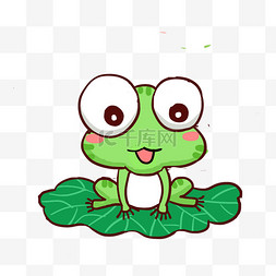青蛙与螃蟹图片_手绘卡通青蛙荷叶免抠元素