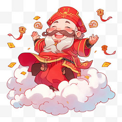 衣服简笔画图片_新年卡通财神祥云手绘元素