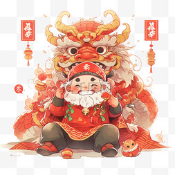 财神背景图片_新年龙年财神元素卡通手绘