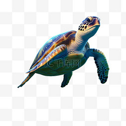 海龟和鳗鱼图片_海龟海洋动物元素立体免扣图案